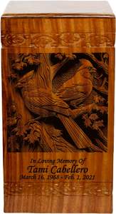 Urne funéraire en bois Cardinal Urne funéraire humaine en bois de grande taille avec personnalisation - Product Image 3