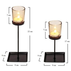 Elegante Set da 12 pezzi da 17/22cm portacandele a colonna in metallo nero per decorazioni per la tavola di nozze decorazioni per il compleanno luce del tè della casa - Product Image 2
