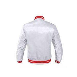 ODM Service Satin Varsity Jacket Estilo vintage Bordado Street Wear Botón Cierre Tipo Chaqueta de bombardero térmica para hombres - Product Image 6