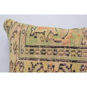 <b>Beige</b> 18x18 Inch Bohemian Accent Pillow Wool Patchwork <b>Cushion</b> with Vintage Embroidered Pattern for Sofas - Product Image 2