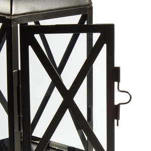 Elegant Design <b>Black</b> Metal Indoor/Outdoor Decorative Pillar <b>Candle</b> Holder <b>Lantern</b> Sturdy Construction Versatile Home Decor - Product Image 6