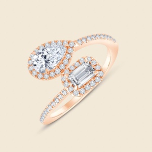 Bague Alag en or massif 14 carats avec 1 diamant de laboratoire taille émeraude 1,34 carat F+-VS, idéale pour mariage, fiançailles et soirées - Product Image 1