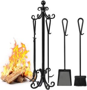 Juego de 4 piezas de herramientas metálicas para chimenea sin soporte - Product Image 6