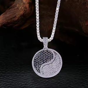 Hip Hop moissanite diamant tennis chaîne pleine strass grand traditionnel Yang pendentif collier bijoux - Product Image 4
