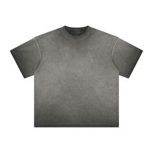 Fabricant personnalisé de haute qualité pour femmes 300gsm coton gris vieilli lavé à l'acide blanc recadrée Boxy t Shirt - Product Image 4