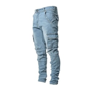 Jeans skinny à la mode pour hommes en denim gris clair avec décoration déchirée et poches nouveaux vêtements pour hommes vente en gros - Product Image 4