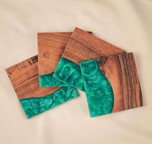 Posavasos de Madera y Resina Epoxi de la Mejor Calidad y Posavasos de Resina y Madera de Tamaño Personalizado, Regalo de Inauguración para Casa Nueva - Product Image 5
