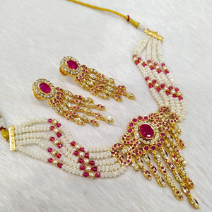 Sparkling Premium AD <b>Indian</b> Brass <b>Jewellery</b> <b>Set</b> for Women Wedding Festivals Special Events Necklace and Earrings Combo - Product Image 1