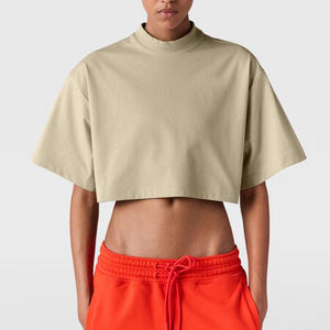 Camiseta corta de algodón transpirable para mujer, camiseta de manga corta con estampado personalizado para ropa informal de verano todos los días - Product Image 2