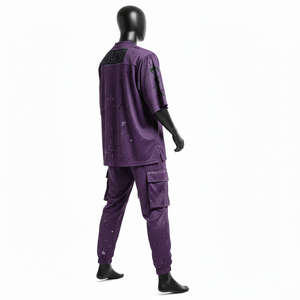 Ensemble pantalon et maillot de sport pour homme, en mesh violet, 180 GSM, polyester léger, impression par sublimation, logo personnalisé, maillot et pantalon en mesh pour homme - Product Image 5