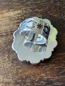 Southwest Handmade Multi-Stone and <b>Sterling</b> <b>Silver</b> <b>Adjustable</b> Cluster <b>Ring</b> - Product Image 5