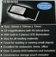 Pocket Magnifying Glass 2X/4X Magnification with 4 LED Light
