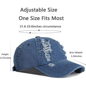 หมวกผ้ายีนส์สีซีดสำหรับสวมใส่ได้ทุกวันมีปีกเป็นฝอยทำจากผ้าฝ้ายนุ่มปรับได้สไตล์ใหม่2025 - Product Image 3