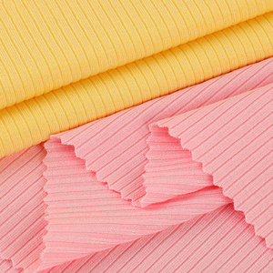 New Solid Dyed 230 Gsm 2*2 Customized Colors Polyester Spandex <b>Rib</b> <b>Knit</b> Fabric Breathable Anti Pill Sportswear Swimwear Girls - Product Image 4