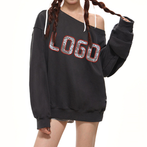 เสื้อสเวตเชิ้ตผ้าฟลีซคอกลมพิมพ์ลายโลโก้รูปหัวใจแบบกำหนดเองสำหรับผู้หญิง ผ้าฝ้าย 100% - Product Image 4