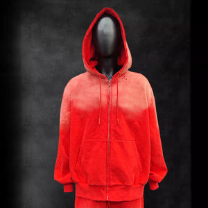 100% coton polaire 465gsm survêtements pour hommes lavage à l'acide pantalon évasé soleil délavé survêtement fermeture éclair boxy hoodies joggers chandails - Product Image 3