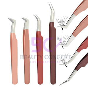 Pinzas de extensión de pestañas de acero inoxidable de color suave OEM al mejor precio con punta puntiaguda suministrada por el mejor proveedor con logotipo propio - Product Image 6