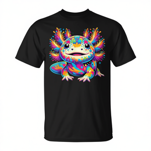 Camiseta promocional Kawaii Colorful Axolotl Love, ropa con diseño de axolotes lindos - Product Image 3