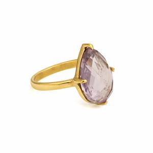 Anillo de amatista personalizado Rosa chapado en oro, 18K, Plata de Ley 925, creativo, hecho a mano, ajuste de punta, regalo, fabricación de joyas - Product Image 2
