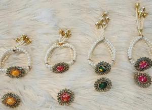 Bandhani Imprimer Bracelet Réglable & Anneau Combo Faveurs De Mariage Indien pour Sangeet Haldi Mehndi Demoiselles D'honneur Cadeaux - Product Image 6