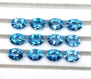 Piedras preciosas sueltas de corte ovalado de Topacio Azul suizo de 8x10mm para la fabricación de joyas Piedra calibrada facetada de topacio natural a precio de fabricante - Product Image 5
