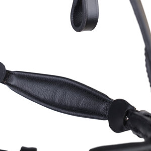 Logotipo personalizable ecuestre brida occidental gota Noseband con acolchado negro/Negro caballo Halter Web riendas Racing Material de cuero - Product Image 3