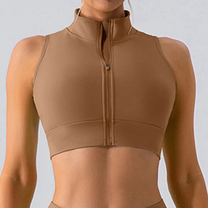 Venta al por mayor Mujer Cremallera Correr Fitness Yoga Sujetador Mujeres Sin Mangas Deportes Tank Top Mujeres Entrenamiento Transpirable Ropa de Entrenamiento - Product Image 4