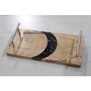 Bandeja de Madera Rectangular Grande para Servir, Borde de Corteza, Estilo Americano, Ecológica, Hecha a Mano, Apta para Lavavajillas, 16x12 Pulgadas, Bandeja para Desayuno - Product Image 6