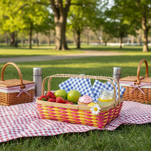 Panier en bambou naturel tissé à la main, forme carrée, avec poignées durables, organisateur multi-usages, fournisseur en gros, exportateur d'usine - Product Image 2