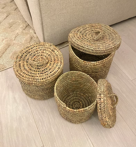 Best Selling Set 3 Seagrass Storage <b>Basket</b> Hand <b>Woven</b> <b>Basket</b> Home Decor - Product Image 1