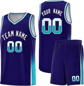 Nombre personalizado ODM parche liso Reversible entrenamiento completo sublimación diseño azul cielo juventud Hombre 100% poliéster baloncesto Jersey - Product Image 1