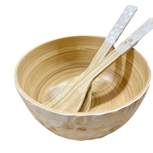Cuenco para fregona al mejor precio barato, cuenco para servir de bambú hilado con fregona, ensaladera con incrustaciones, utensilios de cocina al por mayor de estilo americano de Vietnam - Product Image 3
