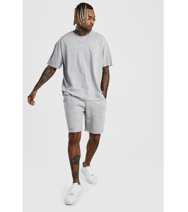 Conjuntos cortos de rizo francés de verano para hombre al por mayor 100% camiseta y pantalones cortos de algodón transpirable Joggers personalizables Conjunto de camiseta corta - Product Image 1