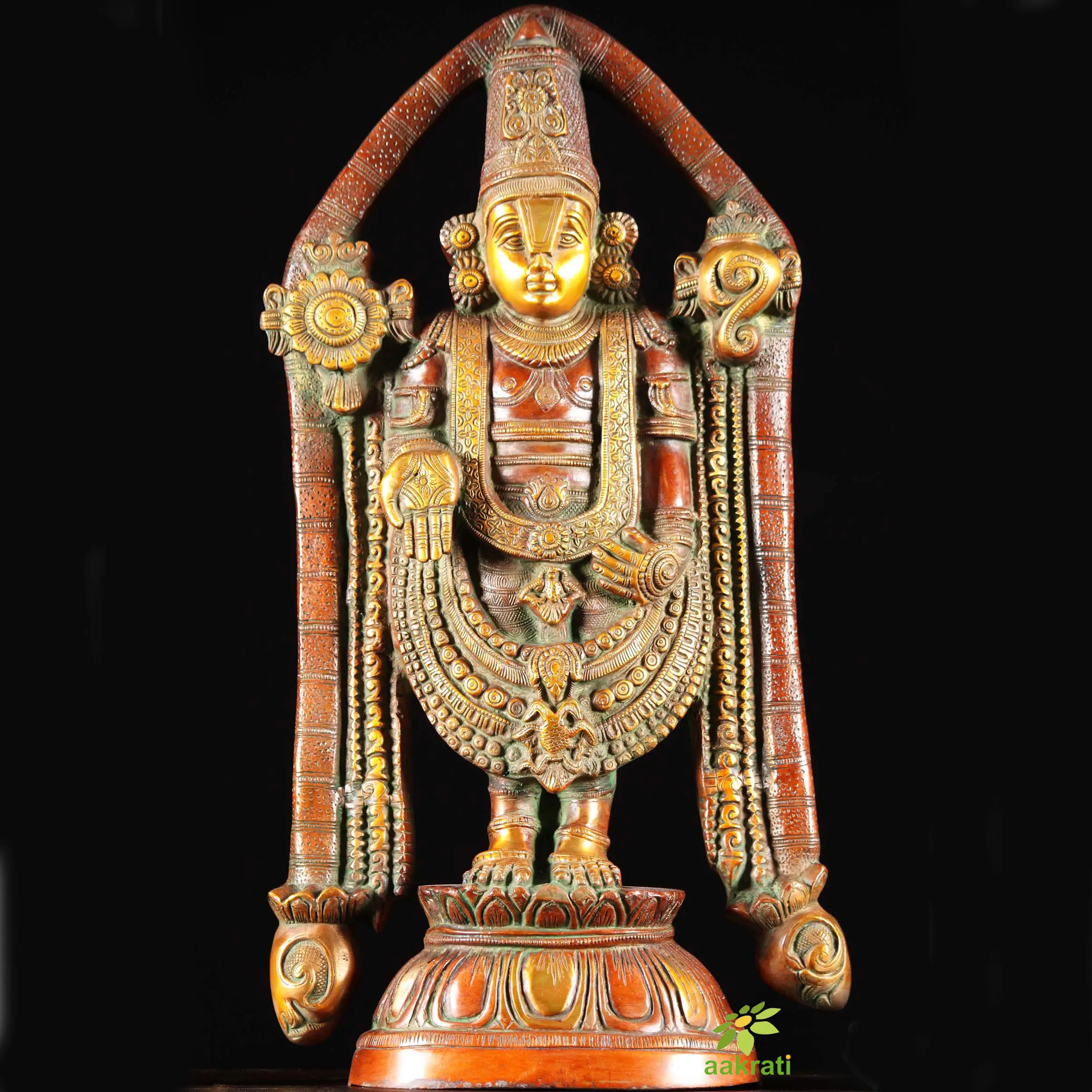 Tuyệt đẹp Brass Lord balaji tượng với Antique kết thúc, Lord venkateshwara tượng, bàn thờ tượng, nhà chùa Tượng trang trí nội thất