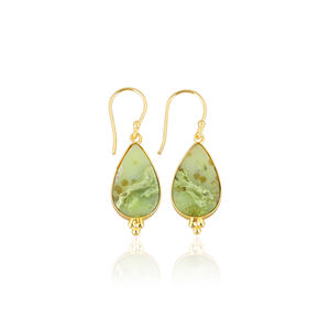Boucles d'oreilles en opale verte de qualité supérieure, plaquées or sur laiton, ou boucles d'oreilles statement, en gros, taille personnalisée, vente flash - Product Image 1