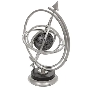 Armillary ทรงกลมสีเงินขนาด82ซม. สำหรับตกแต่งอาร์มารี่สไตล์วินเทจลูกโลกโลกประดับตกแต่งบ้านสำนักงาน - Product Image 2