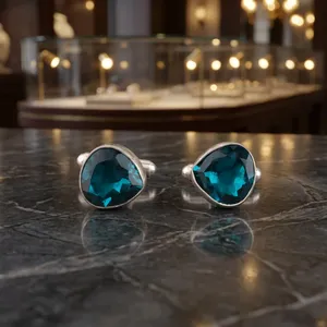 Boutons de manchette artisanaux en apatite naturelle, sertis en argent sterling 925, bijoux unisexes faits à la main, élégants pour tenue formelle - Product Image 1