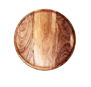 Assiette ronde en acacia faite à la main Assiette de service en bois Produit de qualité supérieure fabriqué à la main et durable par glowin fashion - Product Image 6