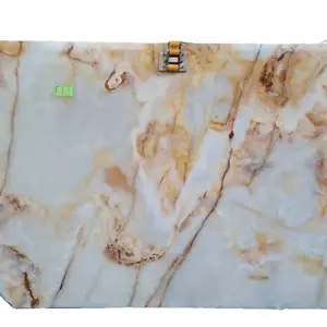 Top and Trending Choice for Millennials Luxury Golden Veins White Onyx Slabs for Table and Countertops adding Decorative Luxury