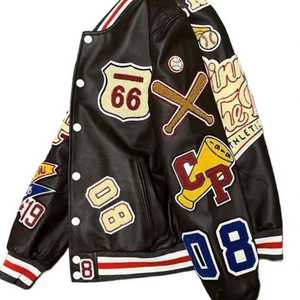 Chaqueta Varsity Vintage Personalizada para Hombre, Chaqueta de Béisbol de Cuero Transpirable con Logotipo Sólido, Chaqueta Universitaria para Otoño - Product Image 5
