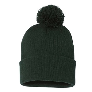 Custom Patch Team Color Sport Knit Beanie <b>Pom</b> <b>Pom</b> <b>Hats</b> Waffle Cuffed <b>Pom</b> Knit <b>Hat</b> - Product Image 5