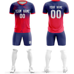 Custom Sublimated <b>Short</b> Set Soccer Uniform for Unisex Breathable Quick Dry 100% Polyester V-neck Sport Suit for Outdoor Soccer - Product Image 1