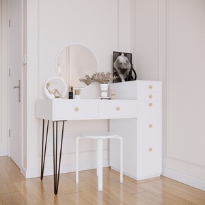 Modern BTD68013 Vanity Table with Built-In <b>Storage</b> Cabinet Solid Wood Metal <b>Chest</b> of Drawers for Living Room Bedroom Hotel - Product Image 2
