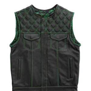 Gilet en cuir véritable de haute qualité pour homme, décontracté, respirant, vêtement d'extérieur d'hiver, couleurs et tailles personnalisables, col en V, logo personnalisé, sans couture - Product Image 1