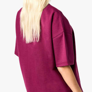 Camiseta de Mujer de Algodón 100% Pesado, Talla Grande, Alta Calidad, 300GSM, Logotipo Personalizado Impreso en DTF - Product Image 3