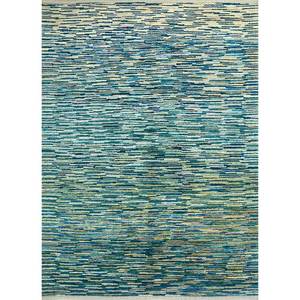 Alfombras de Lana Anudadas a Mano Nuray Azules, Rectangulares de 9x12, Diseño Oriental Abstracto, Alta Calidad para Dormitorio/Sala de Estar para Adolescentes-Pae-931 - Product Image 1