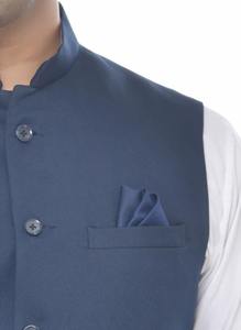 Best Quality Mens Navy Blue <b>Waist</b> <b>Coat</b> Luxury Fabric Tailored Formal Vest for Groom Wedding and Special Occasions for Export - Product Image 2