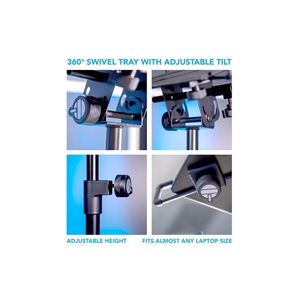 QUIK LOK - LPH/004, Tripod <b>Laptop</b> Holder, Steel Construction, Four Stoppers, Adjustable, 360 Swivel, Pull-out Mouse <b>Tray</b>, Black - Product Image 5