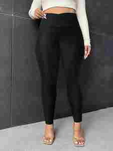 Legging de sport pour femmes de grande taille, solide, lisse, maigre, taille haute, leggings de yoga, décontracté et extensible pour dames - Product Image 6