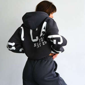 Moda mujer sudaderas con capucha de gran tamaño pulóver sudaderas básicas algodón polar manga larga logotipo personalizado ropa de calle proveedor - Product Image 2